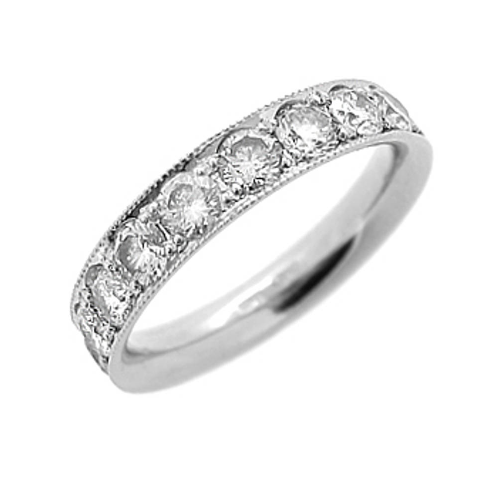 18k white gold brilliant cut 7st diamond milgrain set wedding ring
Total diamond weight 0.63ctsMetal: 18k white gold