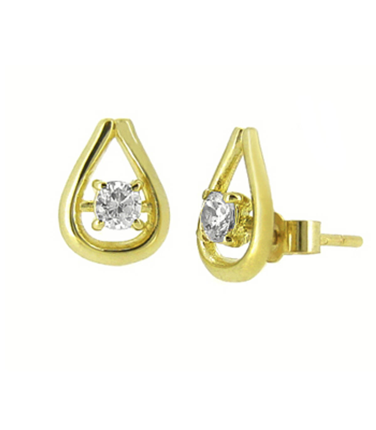 CZ EARRINGS9k yellow gold CZ pearshape earringsDETAILSMetal: 9k yellow gold SIZE & FITLength  cmWidth  cm Made in the Ireland