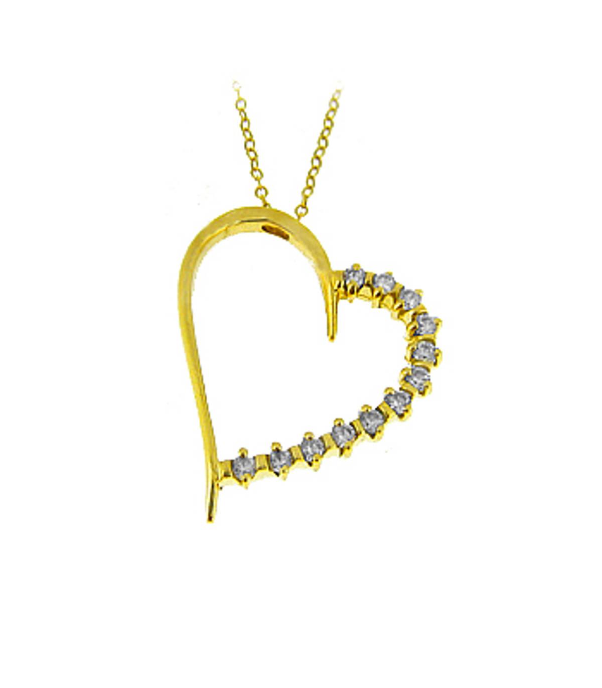 9k yellow gold open heart CZ pendant on 9k yellow gold 18” chain
9k yellow gold 18” chainMetal: 9k yellow gold
Length  2.9cm  Width  2.1cm Made in Ireland