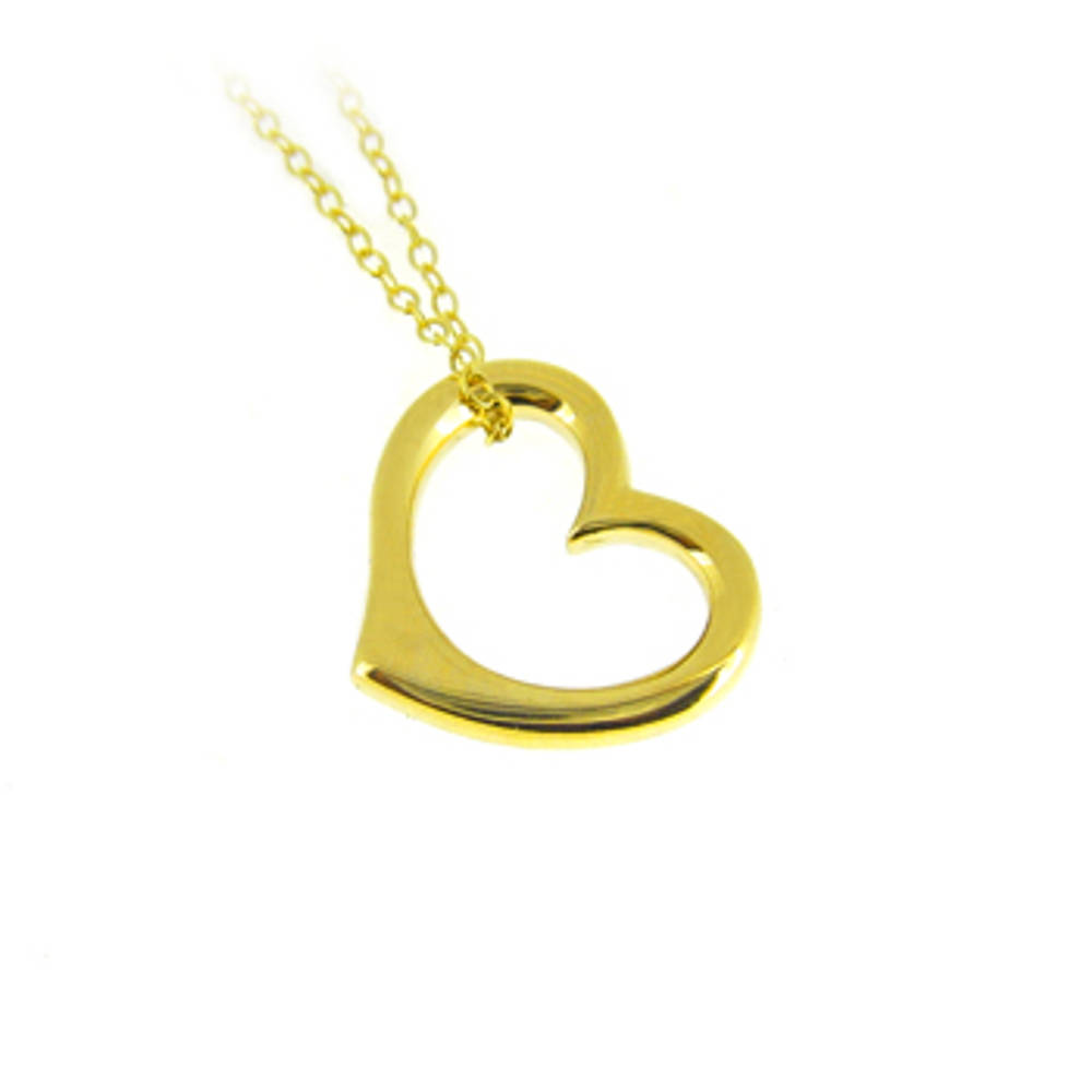 9k yellow gold open heart pendant on 9k yellow gold 18” chain 9k yellow gold 18” chain
Metal: 9k yellow gold
Length  1.5cm   Width 1.5cm      Made in Ireland