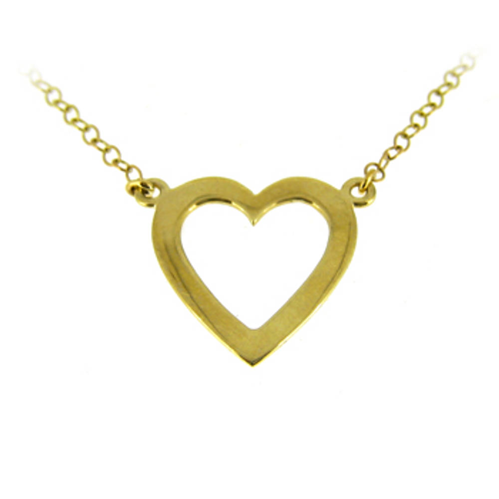 9k yellow gold open heart necklace
Metal: 9k yellow gold9k yellow gold 18” chain 
Pendant Length  1.8cm  Pendant Width  2cm Made in Ireland