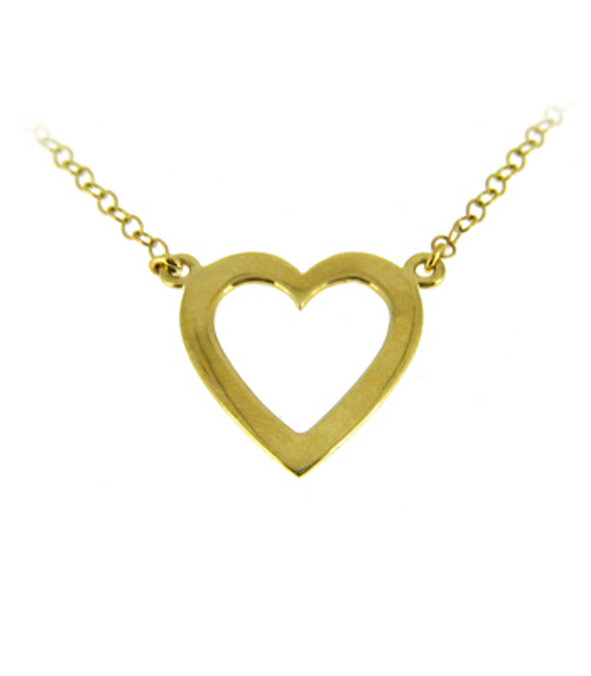 9k yellow gold open heart necklace
Metal: 9k yellow gold9k yellow gold 18” chain 
Pendant Length  1.8cm  Pendant Width  2cm Made in Ireland