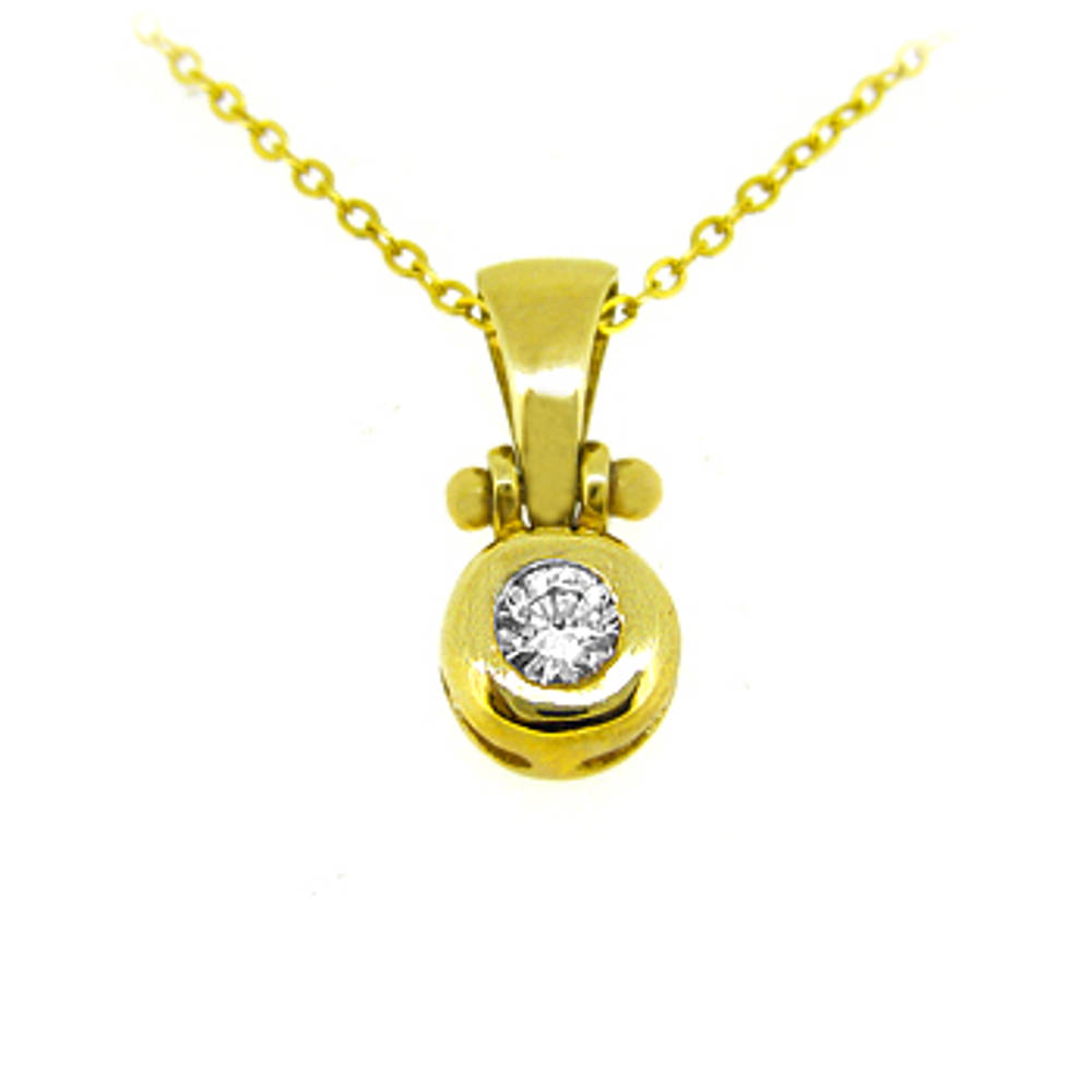 9k yellow gold CZ rubover set pendant on 9k yellow gold 18” chain
Metal: 9k yellow gold 9k yellow gold 18” chain
Length 1.9cm Width 0.8cm Made in Ireland