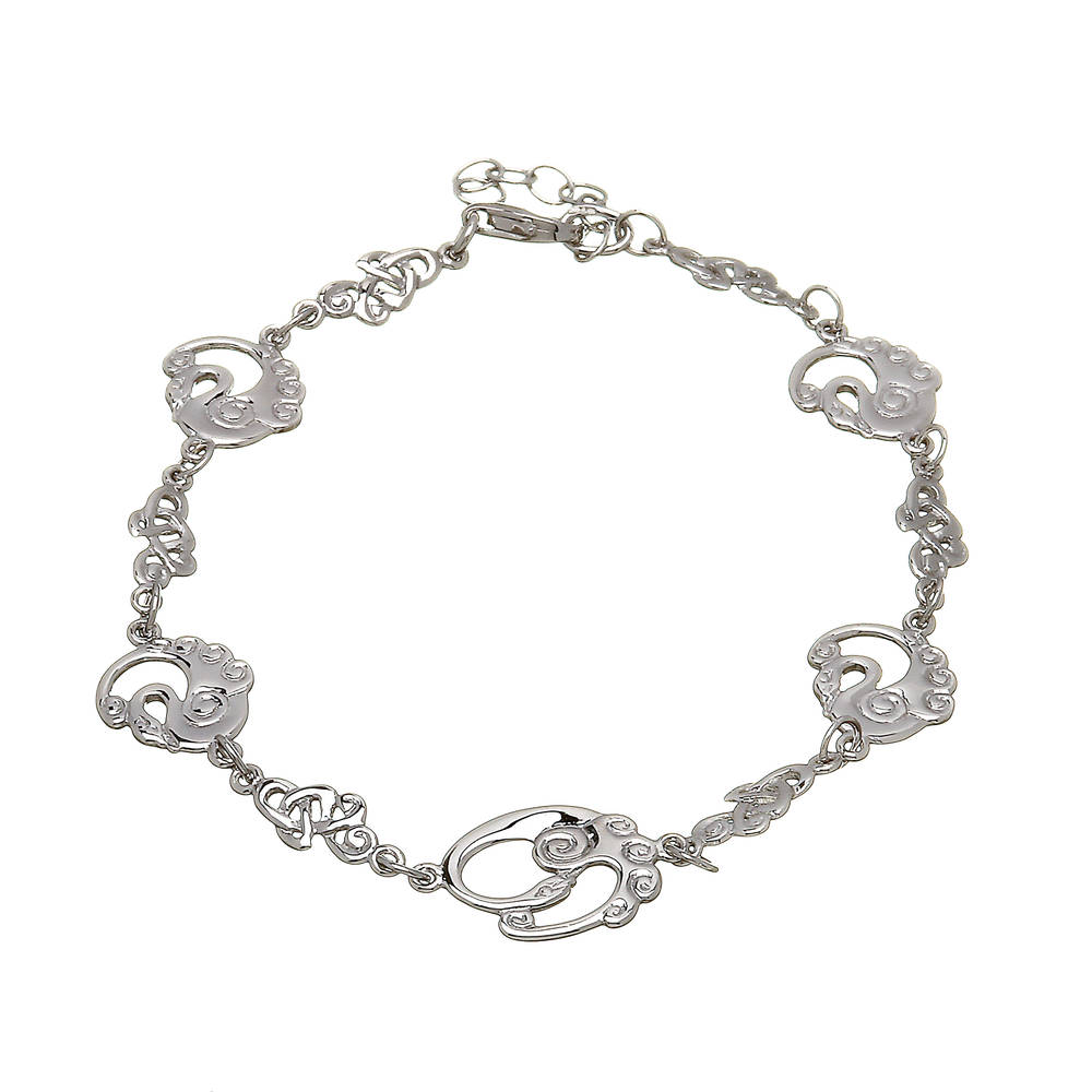 Silver Classic Children Of Lir Bracelet With Celtic & Swan Links Boxed
