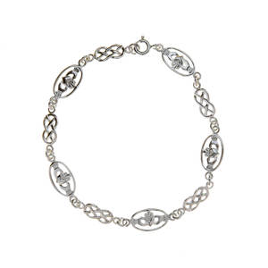 Silver Claddagh And Celtic Design Bracelet