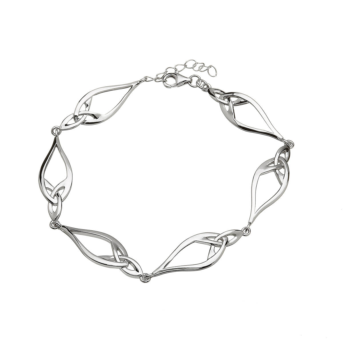 Silver Celtic Bracelet With Six Links And Chain Extender