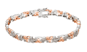 Silver Cz Shamrock Trinity Huggie Bracelet