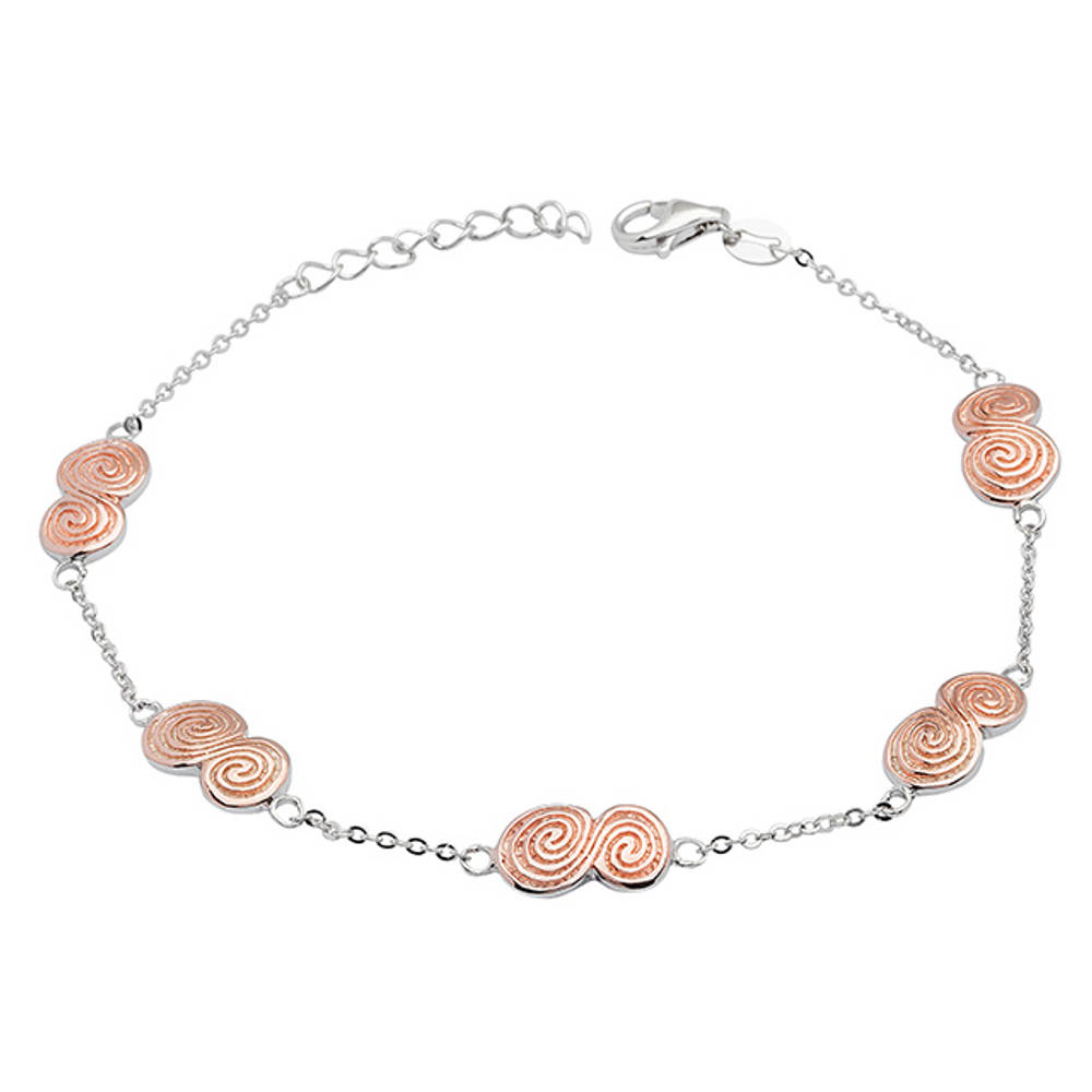 Silver R/gold 2 Tone Five Celtic Link And Chain Bracelet 