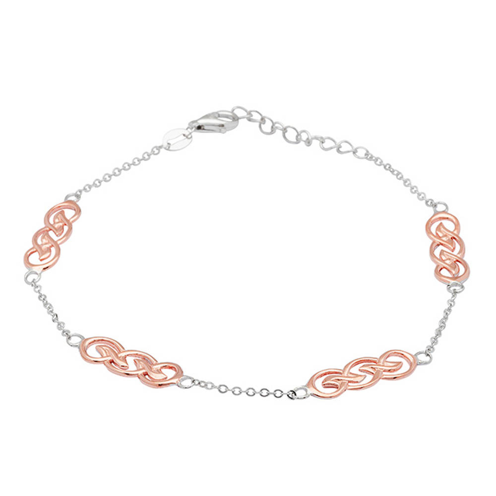 Silver R/gold 2 Tone Four Celtic Link And Chain Bracelet