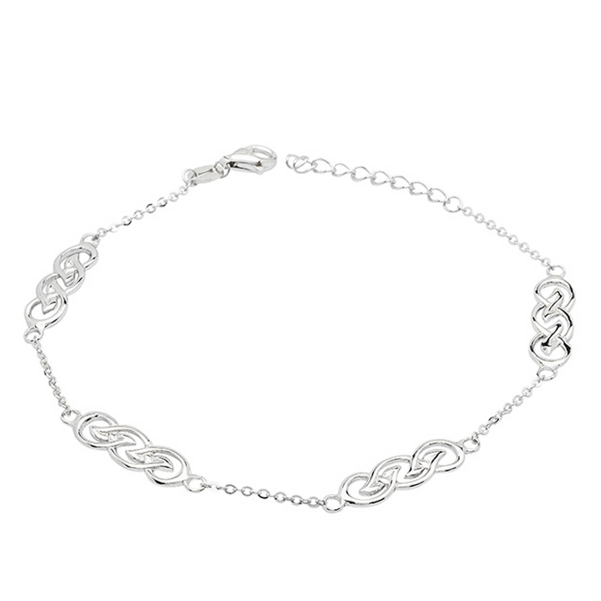 Sterling Silver Four Link And Chain Bracelet with Celtic Knot Design.