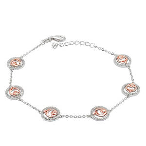 Silver Six Claddagh Chain Bracelet 