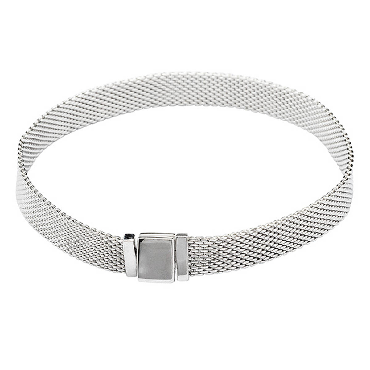 Sterling Silver Mesh Bracelet For Various Clip On Charms