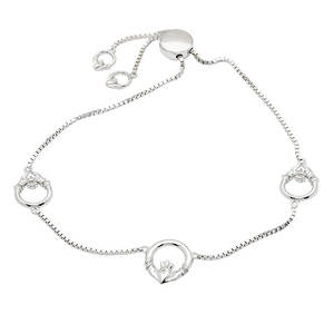 Silver Chain Triple Claddagh Bracelet