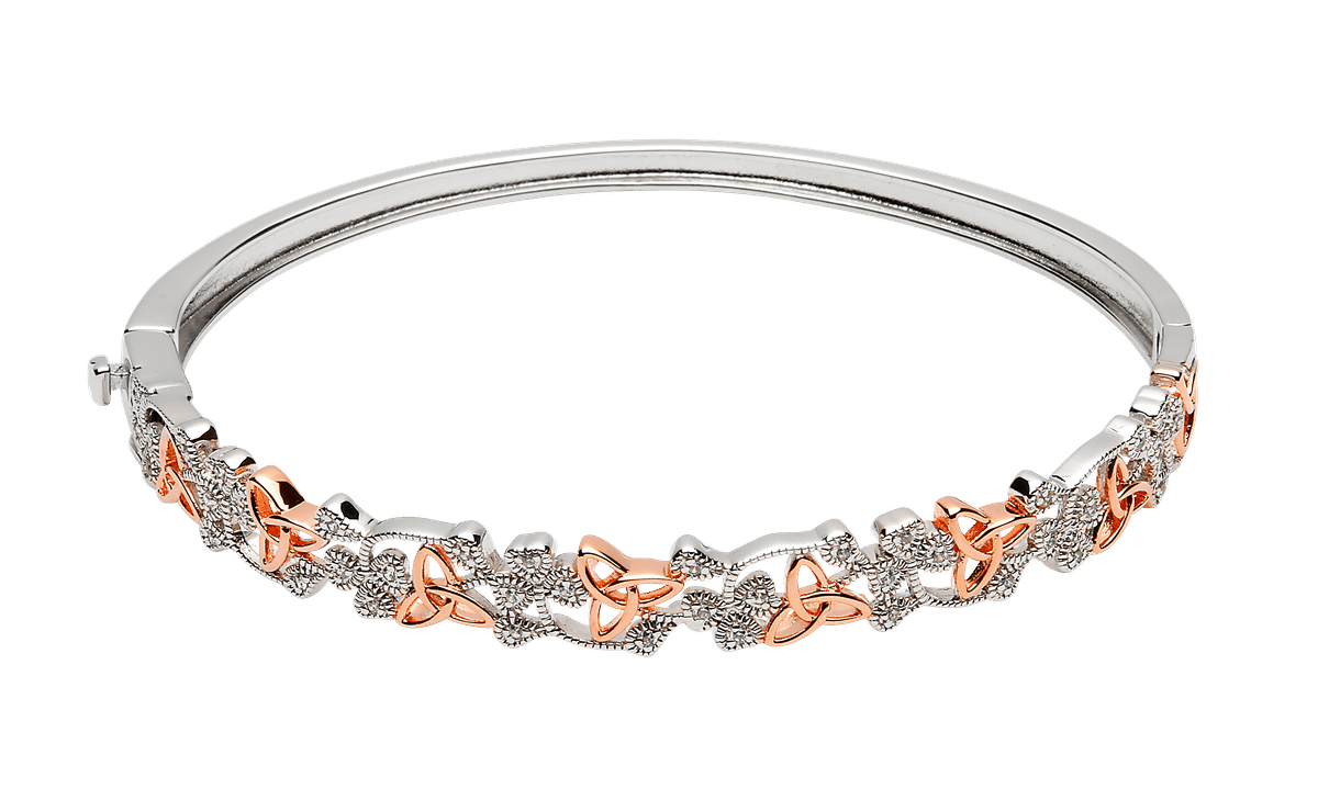 14ct white gold and rose gold bangle with 0.25ct diamonds