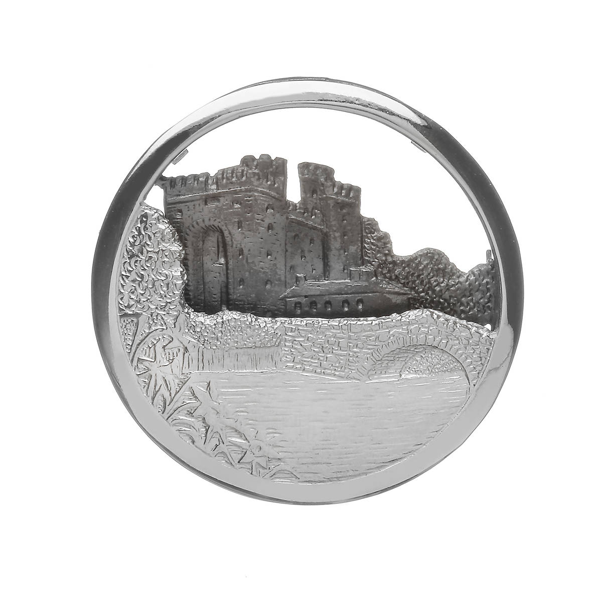 Silver Irish Castle Brooch