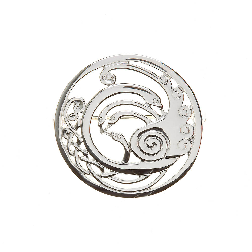 a superbly styled and polished brooch which makes a wonderful gift which will be appreciated more with the telling of the Irish fable of the Children of Lir.