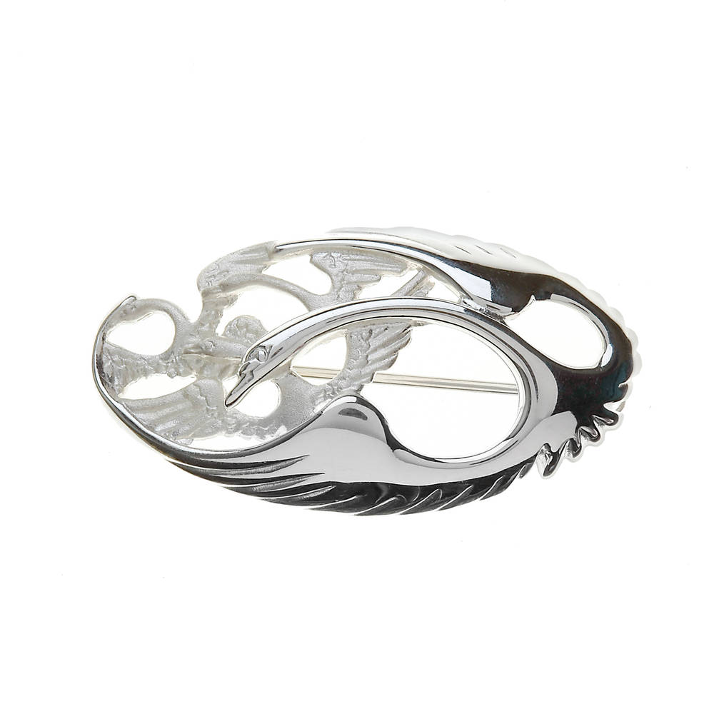 Silver Classic Oval Children Of Lir Brooch Boxed-a gorgeous presentation of the Children of Lir.