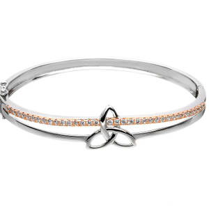 Silver Trinity Bangle With Czs 