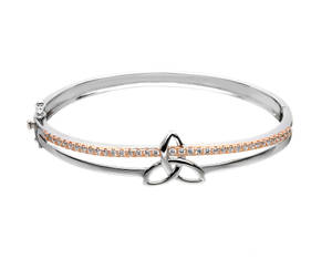 Silver Trinity Bangle With Czs 