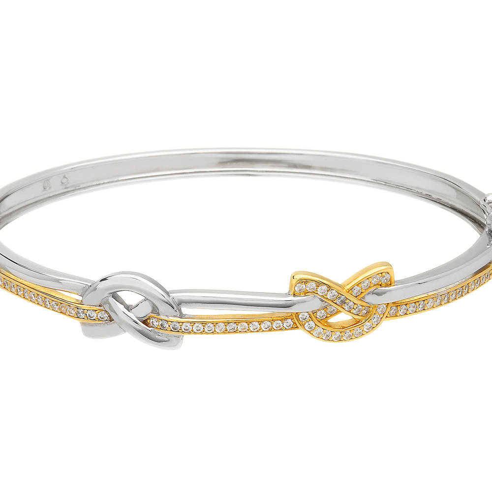 Silver Two Tone Love Knot Bangle