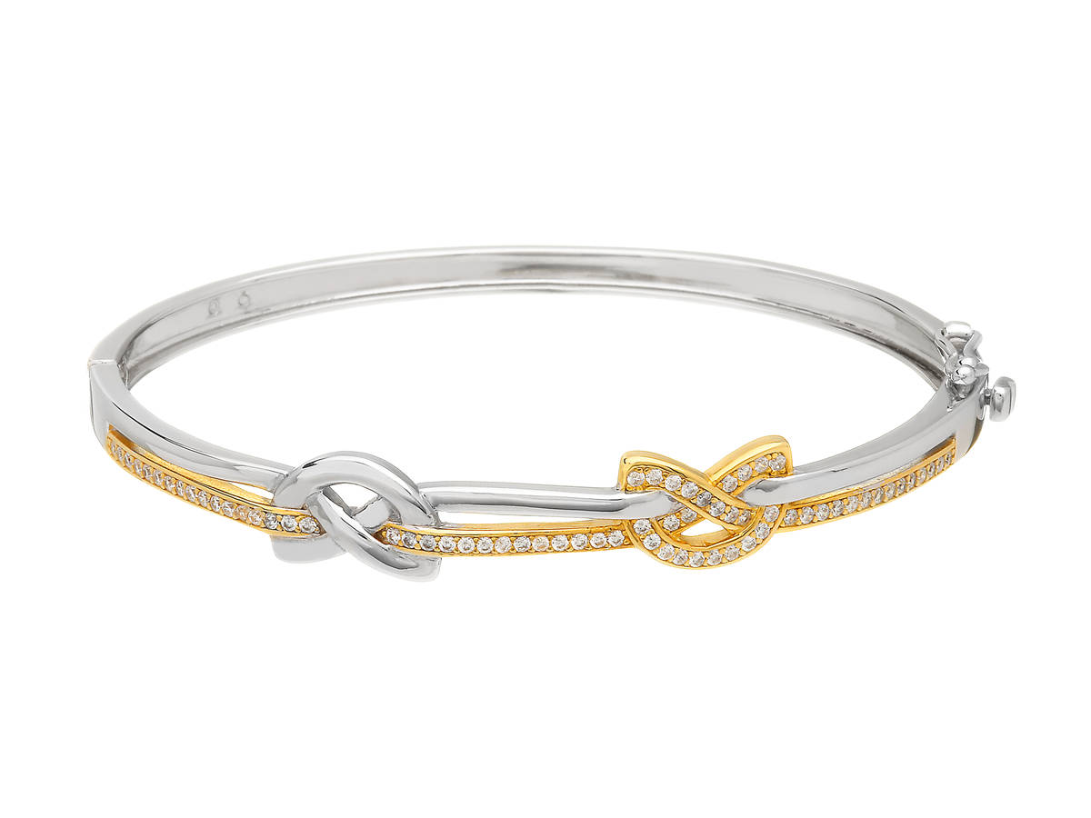 Silver Two Tone Love Knot Bangle