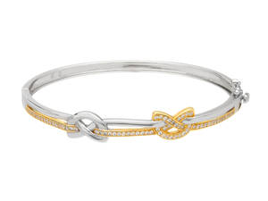 Silver Two Tone Love Knot Bangle Jasna