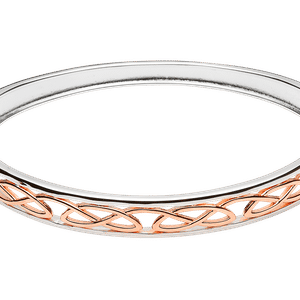 Silver Rose Gold Celtict  Hinged Bangle