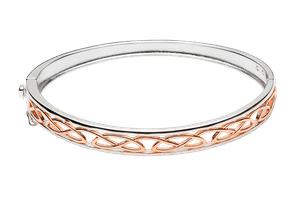 Silver Rose Gold Celtict  Hinged Bangle