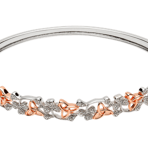 Silver Cz Shamrock Trinity Huggie Bangle