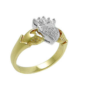 18ct Yellow Gold Diamond Claddagh Engagement Ring