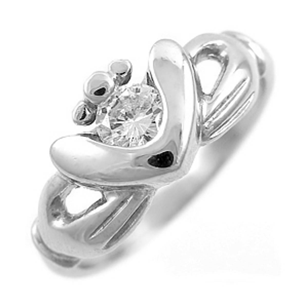 Irish made&nbsp;14 carat white gold 0.10cts diamond claddagh engagement ring