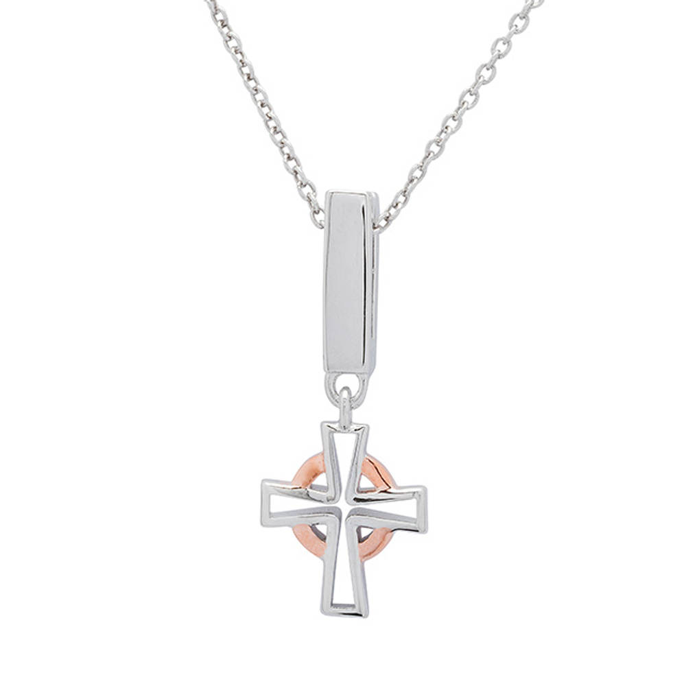 Silver Rose Gold Plated 2 Tone Celtic Cross Clip On Charm 12.5mm