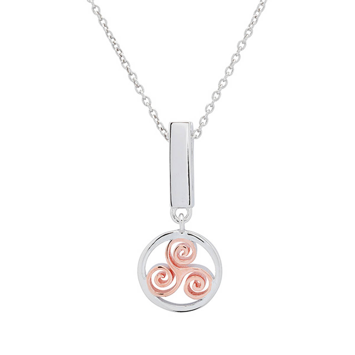 Sterling Silver Clip On Charm Pendant with Rose Gold Plated Newgrange Spiral. 

House of Lor design.

Size: 12.5mm