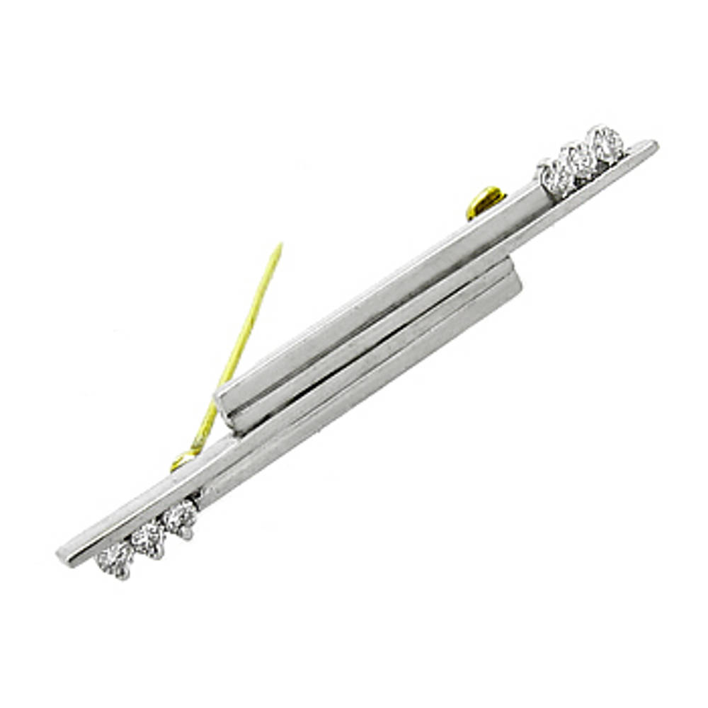18k yellow and white gold 6 stone brilliant cut diamond bar brooch
Total diamond 0.30cts
Length  5cm Made in Ireland