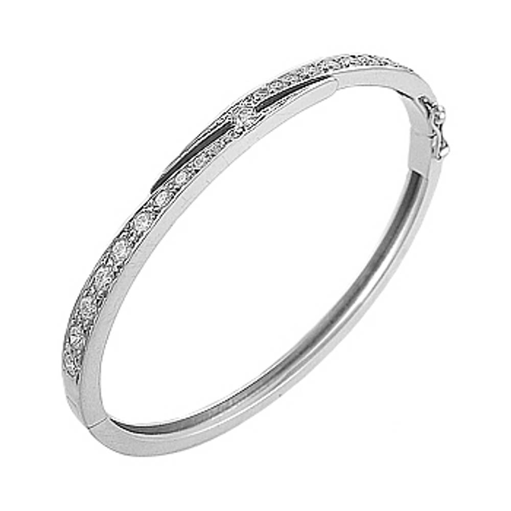 18k white gold graduated brilliant cut diamond bangle
 Total diamond weight 1.34cts Made in Ireland