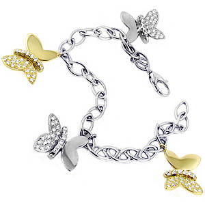 Diamond butterfly bracelet in 18 ct white/yellow gold