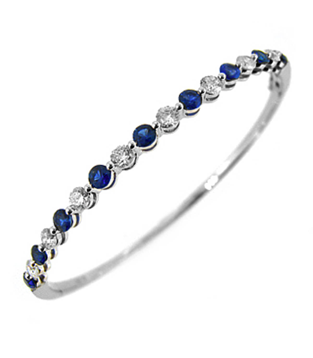 Sapphire diamond banglePictured item: 0.87ct sapphire/1.26ct brilliant cut diamond set in 18k white gold