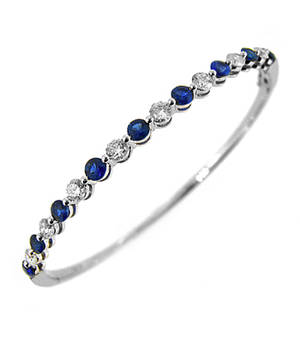 Sapphire and diamond bangle in 18 ct white gold