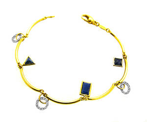 Sapphire and diamond fancy bracelet in 18 ct yellow and white gold