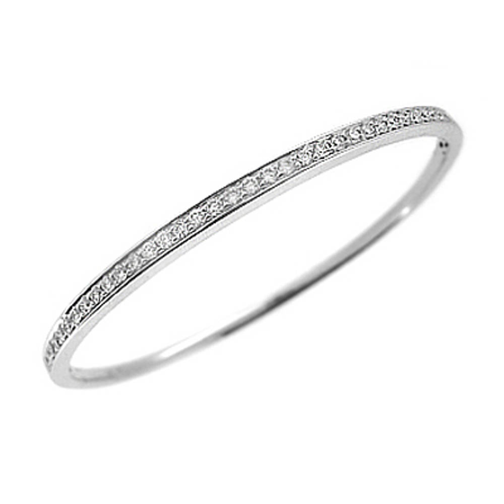18k white brilliant cut diamond milgrain set bangleDETAILS diamond total weight 0.75cts