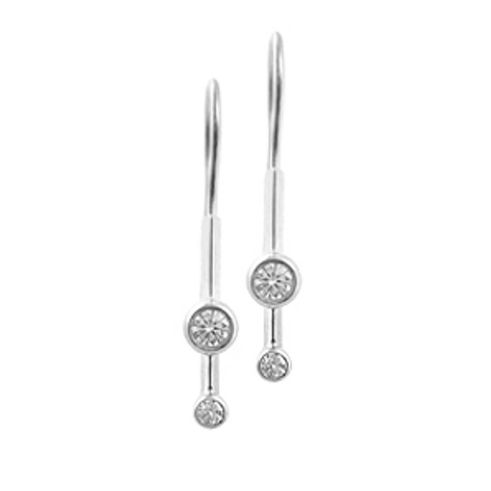 18k white gold brilliant cut diamond rubover set hoop earringsDETAILSCarat: diamond total weight 0.38cts FIT & SIZEwidth 0.4cmdrop 3cm