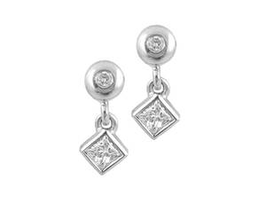 Diamond Stud Drop Earrings