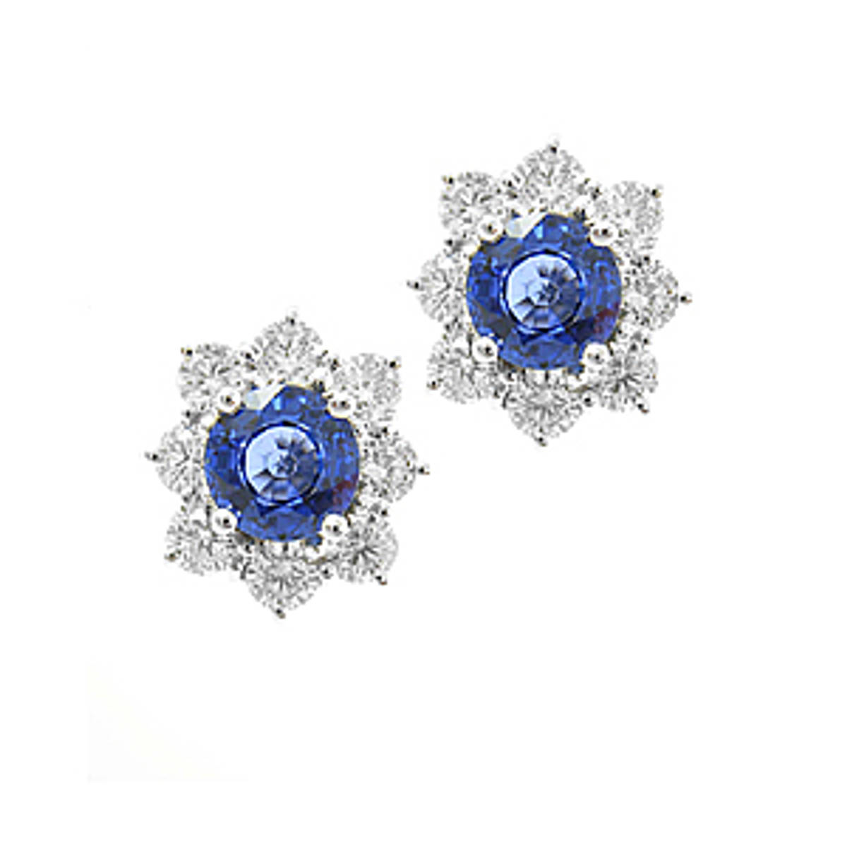 ROUND SAPPHIRE AND DIAMOND EARRINGSPictured item: sapphire 2.06ct/diamonds 1.64ct set in 18k white gold