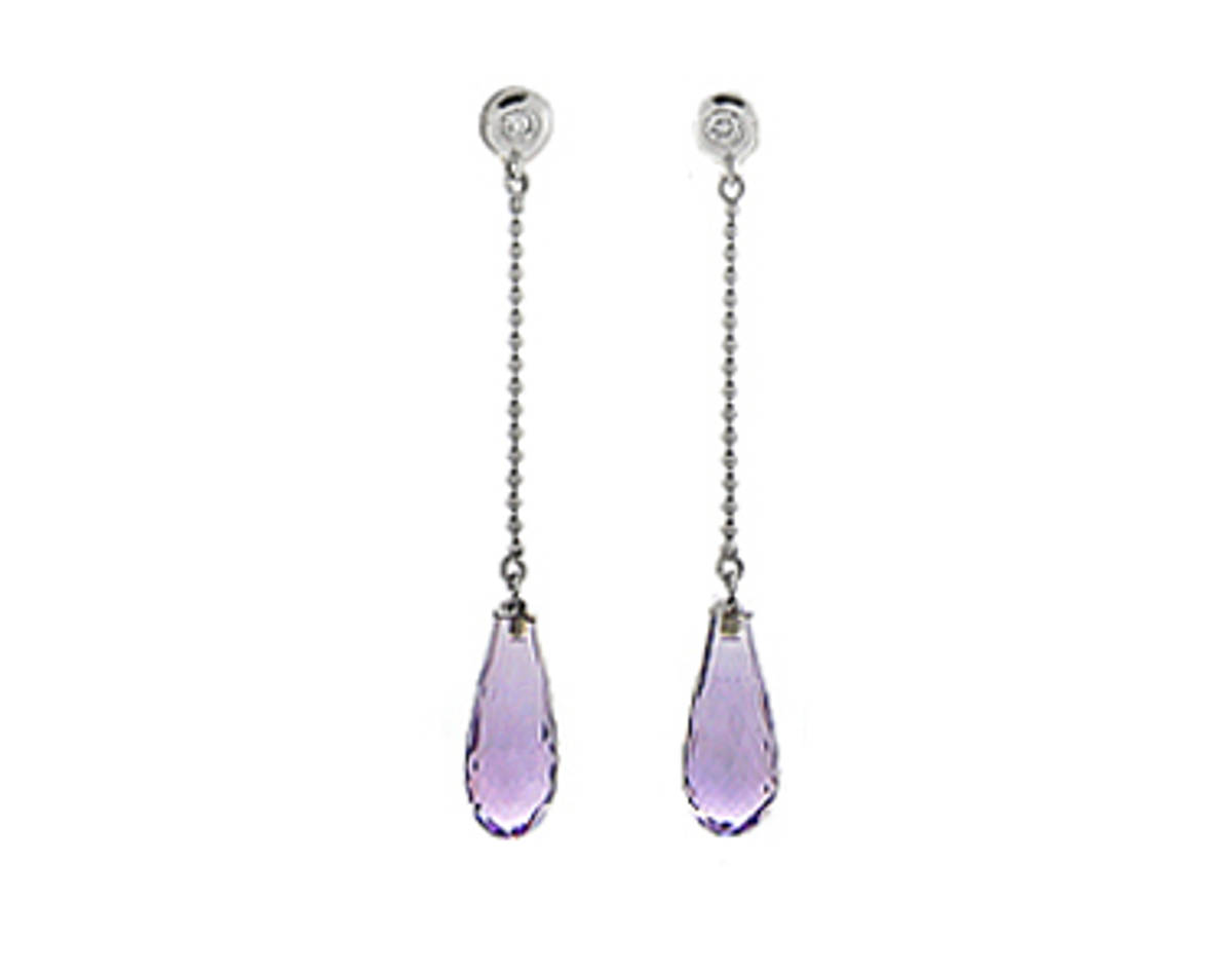 AMETHYST AND DIAMOND DROP EARRINGSPictured item: 0.10ct diamonds/1.00ct amethyst set in 18k white gold