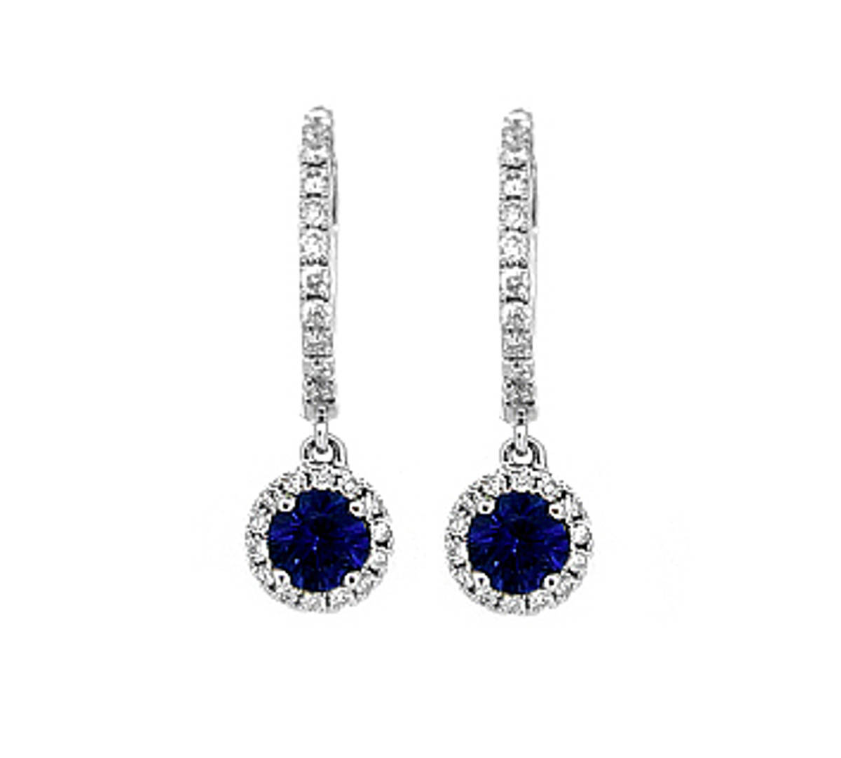 SAPPHIRE AND DIAMOND HOOP EARRINGSPictured item: 0.32ct diamonds/0.65ct sapphire set in 18k white gold