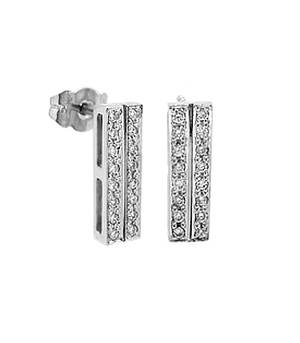 2 row diamond bar earrings