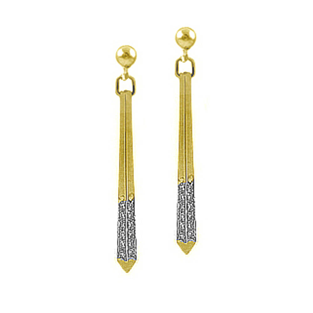 9k yellow gold brilliant cut diamond bar drop earringsDETAILSCarat: diamond total weight 0.24cts