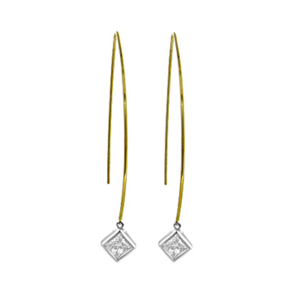 9k yellow and white gold single stone princess cut diamond rubover set hoop earringsDETAILSCarat: total diamond weight 0.32cts SIZE & FITThis item’s measurements are:Drop 6.3cm