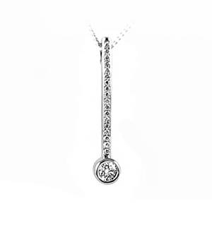 Diamond rubover set bar pendant