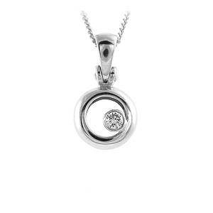 Diamond rubover set circle pendant